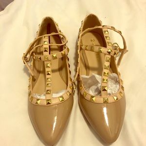 Wild Diva flats with ankle straps and  studs